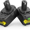 Powilling 2Packs 6.5Ah Battery Replacement for Ryobi 18V Battery, 18 Volt Lithium ion Batteries Compatible with Ryobi 18V Cordless Tools P108 P107 P105 P104 P103 P102
