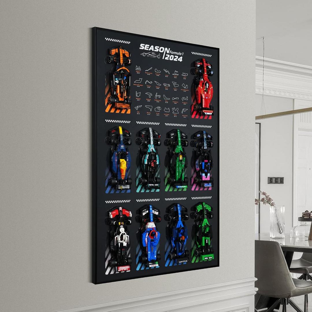 Display Wallboard for Lego Speed Champions Ultimate Formula 1 Collector's Pack, Wall Mount for Lego Collectible F1 Model Car Kit (Car Not Included)