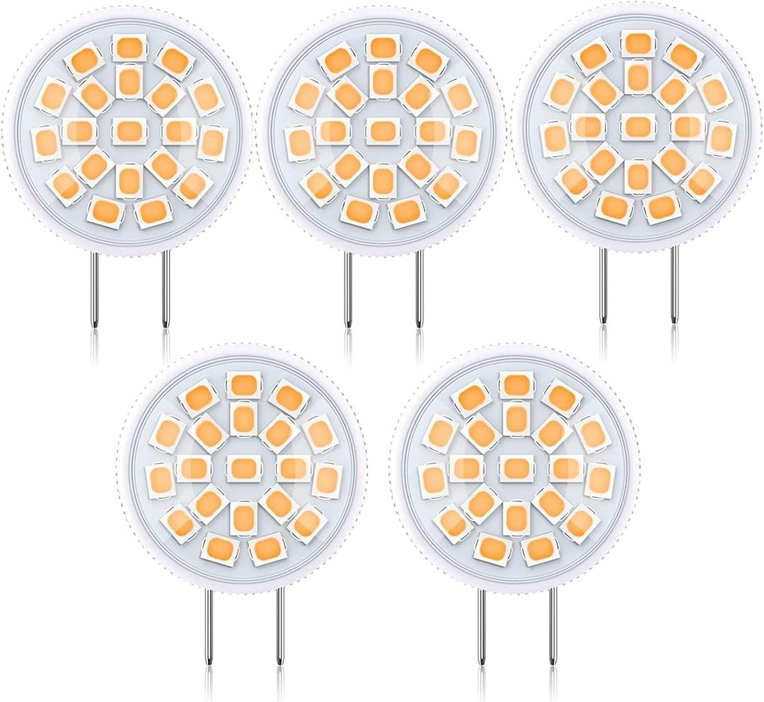 G8 LED Bulb G8 Mini Thin Puck Light Bulb 3.5Watt (35W Halogen Bulb Equivalent) T4 G8 Bi-Pin Base 120V 3000K Warm White G8 Bulb for Under Counter Kitchen Lighting, Under Cabinet Light (5-Pack)