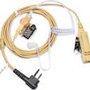 UAYESOK 2 Pin Walkie Talkie Earpiece with Big PTT for Motorola CP110 CP200 CP200D CP185 CLS1110 CLS1410 Yaesu FT-65R, Acoustic Tube Two Way Radio Surveillance Kit Headset