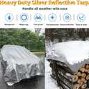 TARPAL 12x12 tarp,Heavy Duty Tarp 14mil Silver Reflective Tarps | Waterproof Tarps With Grommets and Reinforced Edges UV Protection,Tear Resistant for Firewood,RV,Boat,Roof,Car,Camping