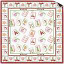 Grandmillennial Red Green Chinoiserie Christmas Mahjong Mat, 31.5 x 31.5 inches