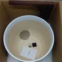 LE TAUCI 12 Inch Pots for Plants with Acacia Wood Stand, Ceramic Large Planters for Indoor Plants, Indoor Planters for Office Living Room, Cylinder Pots with Drainage Hole and Plug, White