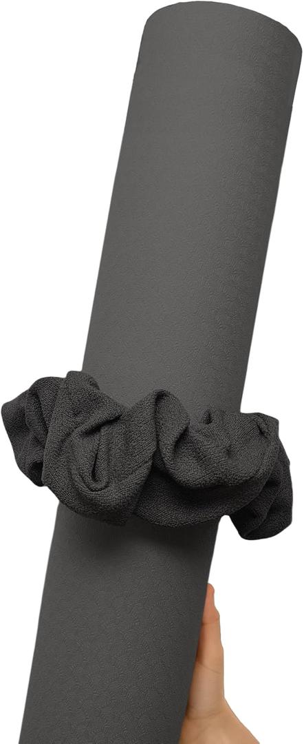 Yoga Mat Scrunchie - Holds Your Yoga Mat In Style - Durable & Elasticity Fabric - Fits All Standard Yoga Mats (Mat Not Included) (Dark Gray)