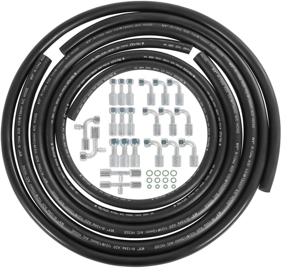 25PCS A/C Air Conditioning Hose & Fitting Kit: 6.5ft #6#8#10 AC Hoses And #6#8#10 AC Fittings