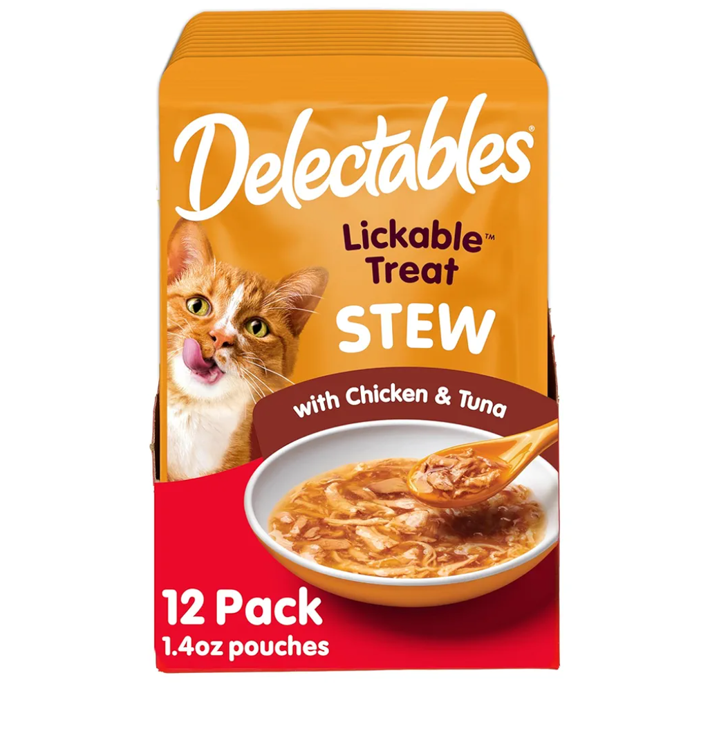 Hartz Delectables Stew Lickable Wet Cat Treats for Adult & Senior Cats, Chicken & Tuna, 1.4 Ounce (Pack of 12)