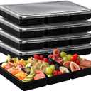 5 Pack Extra Large Divided Catering Trays with Lids 14 x 7.7 x 1.6 Inch Charcuterie Board with Lid Plastic Tiramisu Catering Trays for Snacks, Fruit, Cookies, Dessert