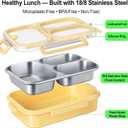 KTKUDY Stainless Steel Bento Box for Kids & Adults - 25 oz - Leakproof 3 Compartment Metal Lunch Container - 18/8 Stainless Steel Lunch Box Kids - Ideal for School, Office & Outdoor (Yellow)