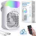 Portable Air Conditioner, 2026 Upgraded 4-IN-1 Portable Ice Fan with 3 Cooling Speeds & 1500ml Water Tank, 2 Cool Mist Ultra-Quiet Desktop AC Fan with Remote & 2-8H Timer for Bedroom, Office, Home