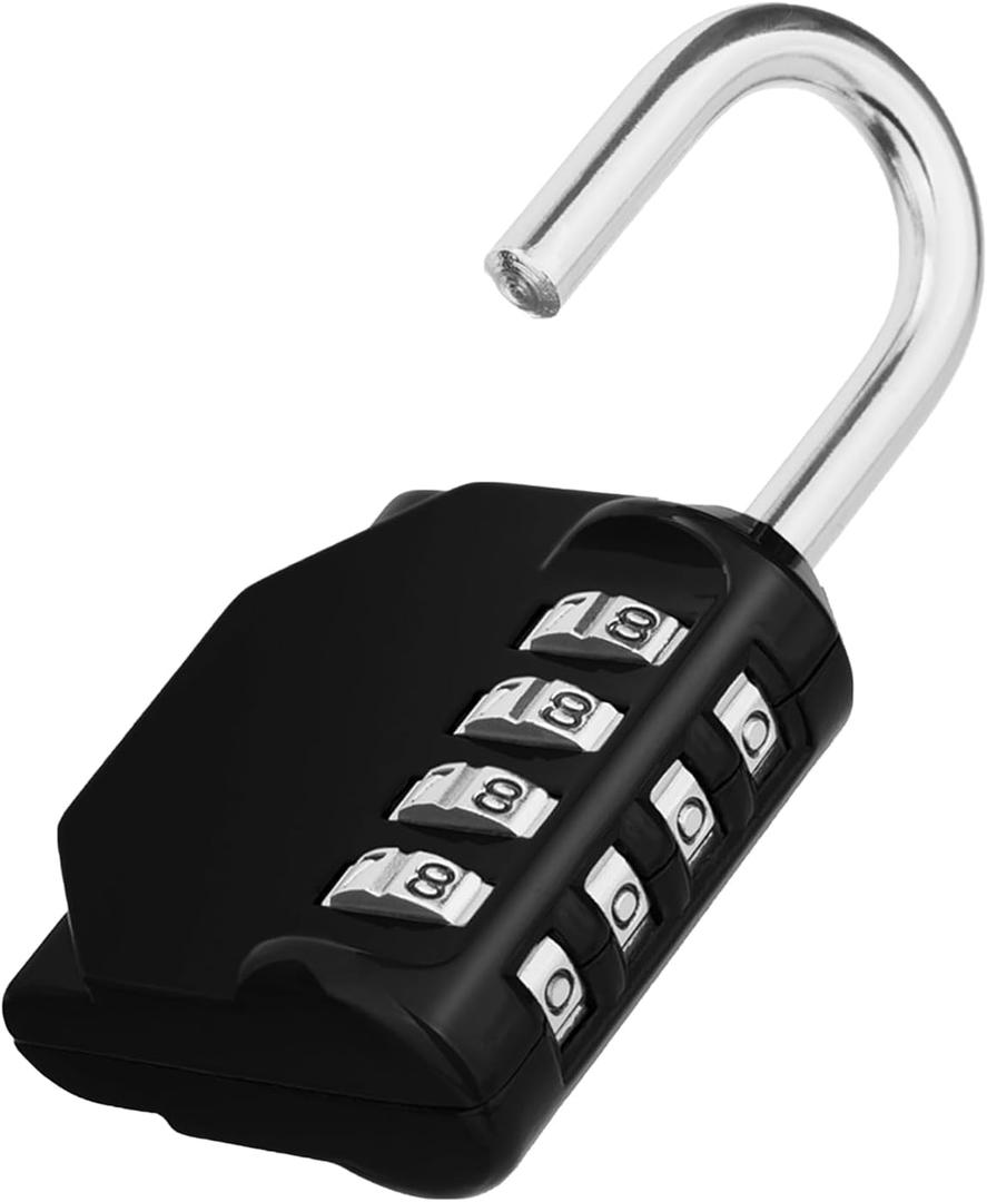 ZHEGE Padlock, Combination Lock 4 Digits, Outdoor Padlock Weatherproof for Gym Locker, Garden Fence Gate (Black) (1P)