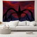 7x5ft Horror Monster Backdrop Creepy Monster Mind Flyer Dark Night Red Sky Thunder Upside Down Background Horrible Halloween Themed Party Decoration Kids Portrait Photo Studio Booth Props