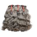 Salt & Pepper Natural Gray Indian Raw Hair Extensions  100% Unprocessed Human Hair, 12 Wavy, 3 Bundles