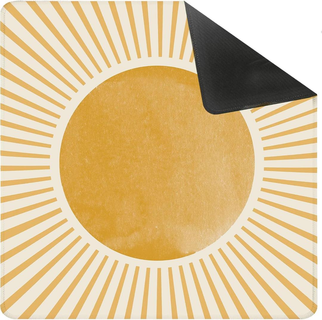 Boho Orange Sun Mahjong Mat for Table 31.5 X 31.5 in, Gifts for Mahjong Players, Watercolor Boho Sunrise Sunshine Anti-Slip Table Cover Tablecloth for Poker Board Card Tile Game Dominoes