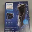 Philips Norelco Shaver 3900 Series, Wet and Dry Electric Shaver, P-Cap, Travel Pouch, Charging Stand, Storm Blue, Model S3341/92 (Silver New)