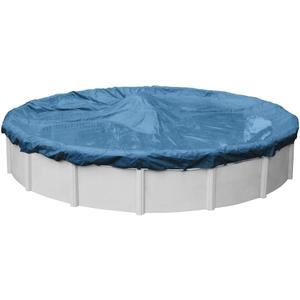 Robelle 28 ft Blue Winter Pool Cover for Above Ground Pools, 4 ft Overlap (32 ft Cover Size), Solid 7 x 7 Scrim, 2.2 oz/yd2, Style: 3628-4K
