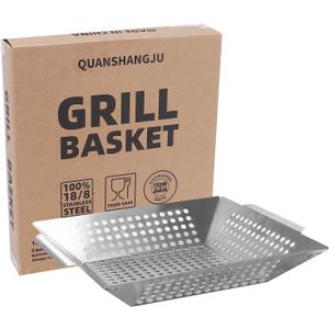 Vegetable Grill Basket for Outdoor Grill - Extra Large, Heavy-Duty Stainless Steel Veggie Grilling Basket with Handles (1 Pack)