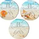 Tatuo 3 Pcs Summer Coastal Wall Decor Bathroom Beach Blue Wall Art Sea Turtle Surfboard Seahorse Starfish Seashell Conches Crabs Sea Life Decor for Bedroom Home (Sand Dollar Style)