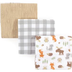 Hudson Baby Unisex Baby Cotton Flannel Receiving Blankets, Woodland, One Size