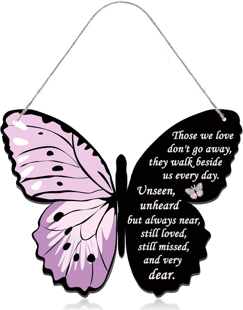 Sympathy Gifts Memorial Bereavement Gift Acrylic Butterfly Wall Hanging Decor Condolence Ornaments for Loss of Loved One Loss of Father Mother Remembrance Gifts, 10 x 8 x 0.2 Inches