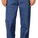 Soojun Mens Casual Loose Fit Elastic Waist Jeans Denim Pants (34W x 32L, Indigo)