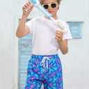 westwolf Boys Swim Trunks Compression Liner Bathing Suit Quick Dry Swimsuit 5-16T (8-9, B Blue Purple)