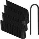 LEXININ 30 Pack U Rebar Stakes, 8 Inch Black Metal U Hook Ground Anchors for Tent Garden Fence