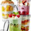 Overnight Oats Containers with Lids, 4 Pack 13oz Overnight Oats Jars, Plastic Mason Jars, BPA Free, Portable, Leak Proof Oatmeal Containers for Yogurt, Soup, Cereal, Milk and Salad