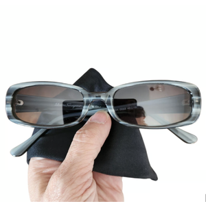 Dove Grey And Blue Striped Glasses With Low Prescription