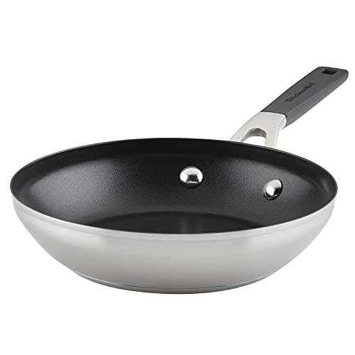 KitchenAid 71019 Stainless Steel Nonstick Frying Pan/Skillet, 8 Inch - Brushed Stainless Steel