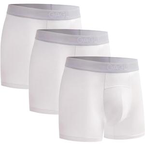 Men's Underwear Pack, Modal Boxer Briefs, Breathable Underwear for Men, Ultra Soft & Comfortable & Moisture-wicking (White, M)