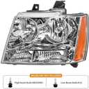 Headlights Assembly for 2007-2014 Chevy Tahoe /07-13 Chevy Suburban Avalanche Replacement Headlights Driver and Passenger Side Pair, Chrome Housing Amber Side