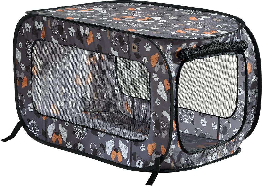 Beatrice Home Fashions Portable, Collapsible, Pop Up Kennel Travel Cat and Dog Crate, 24" L x 16.6" W x 16" H, Face of Love Beatrice Home Fashions Portable, Collapsible, Pop Up Kennel Travel Cat and Dog Crate, 24" L x 16.6" W x 16" H, Face of Love