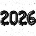 Katchon, Giant 2026 Number Balloons - 2026 Balloons for New Years Eve Party Supplies 2026 | 2026 Number Balloons, New Years Decorations 2026 | NYE Decorations 2026, Foil Balloons (Black)