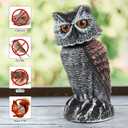 Hedoc 2 Pack Fake Owl Decoys to Scare Birds Away, Rotating Head Bird Deterrents, Nature Enemy Scarecrow Plastic Statues, Pest Repellent for Gardens and Patios