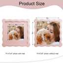 6x6 Picture Frame with Mat for 4x4, Wavy Edge Wooden Real Glass Photo Frame for Tabletop and Wall Hanging, Pink, 1 Pack