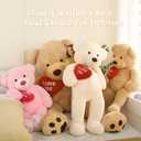 Tezituor Giant Teddy Bear Stuffed Animal 5Ft with Heart,Large Cream I Love You Bear Plush Toys for Kids Gift for Girlfriend