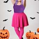 Mepase 3 Pcs Halloween Witch Mad Madam Costume Accessories Wizard Duel Cosplay Include Half Length Skirt Purple Short Wig and Sock for Women Animated Movie Cosplay