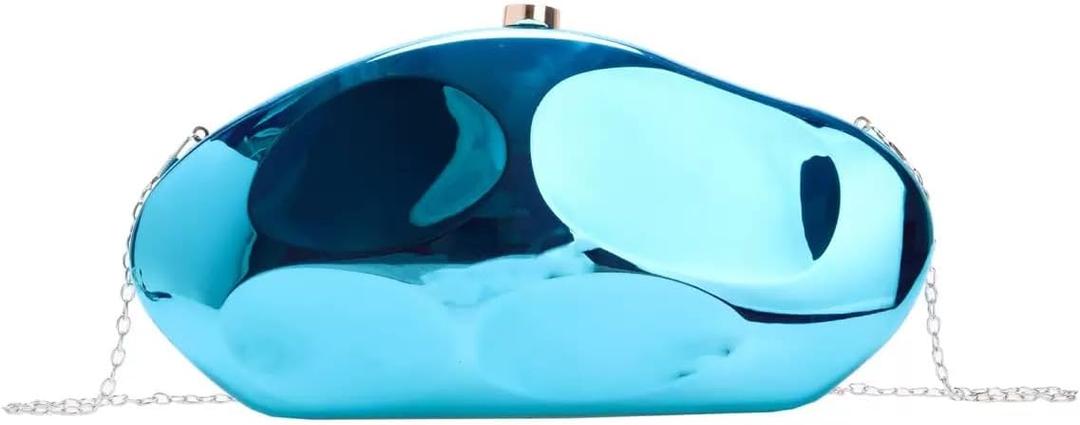 Aligoo Acrylic Clutch Purses for Women Formal Evening Bag Irregular Shell Handbag for wedding party (Blue)