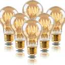 Vintage LED Edison Light Bulbs, A19 4W Dimmable Edison Bulbs, Equivalent 40 Watt Incandescent Bulbs, Warm White 2200K, Amber Old Fashioned LED Bulbs, E26 Base - 6 Pack