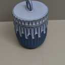 Vintage Qtip Holders - Bathroom Canisters Storage Organization, Ceramic Jar for Cotton Ball, Swab, Rounds, Floss Picks, Hair Clips, Qtip Holder for Room Decor Aesthetic, Farmhouse Bathroom, Deep Blue