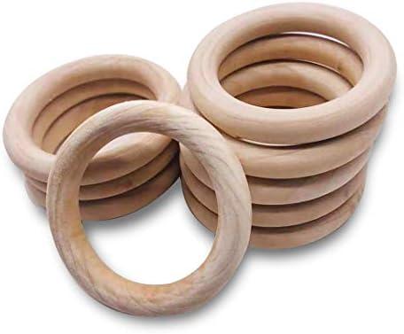 Pack Of 2 30Pcs Unfinished Wooden Rings Natural Wood Rings Without Paint 2.15"(55mm) for Craft DIY Ring Pendant Connectors Jewelry Making
