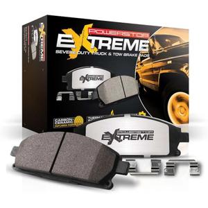 PowerStop Rear Brake Pads For Chevrolet Silverado 2500 HD 2020-24 |Silverado 3500 HD 2020-24 - Z36 Truck & Tow Carbon-Fiber Ceramic Brake Pads With Installation Hardware, Z36-2250