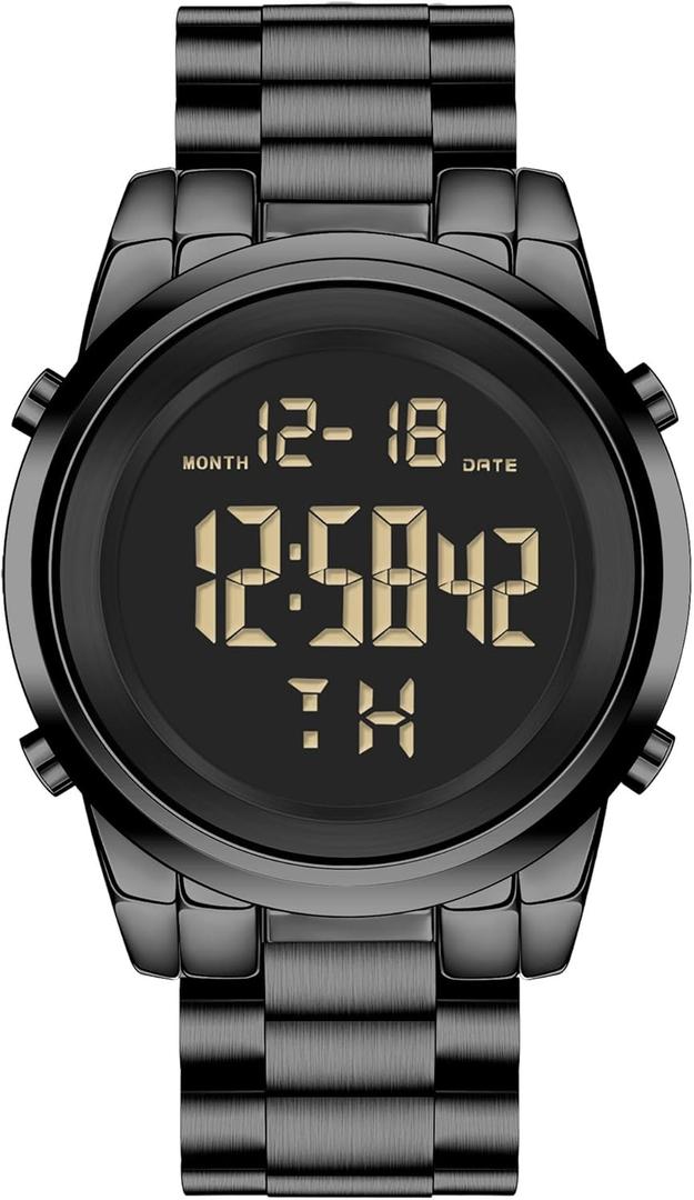 Military Digital Sport Watch for Men, Waterproof, Tactical Diving Watch (J-Black-S)