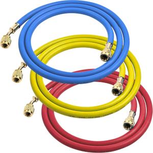 2026 Upgrade 22985 Plus II Manifold Hose Set - 72",Low Loss,Standard 1/4" FL to 1/4" FL Vacuum Certified Refrigerant Hose,for R410A and All Common Refrigerants- 800 PSI Working Pressure,(Pack of 3)