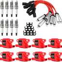 SPARKWHIZ Set of 8 Square UF413 Ignition Coils Pack & Platinum Spark Plugs & Wires Set, Replacement for UF413 D510C 5C1554,Compatible with Chevy Silverado 1500 GMC Pontiac G8 Grand Prix H3 Tahoe Yukon