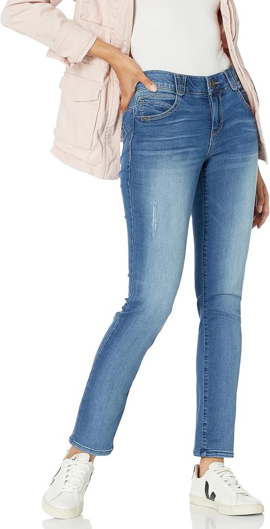 Democracy Women's Petite Ab Solution Straight Leg Jean, Size 8p (Blue)