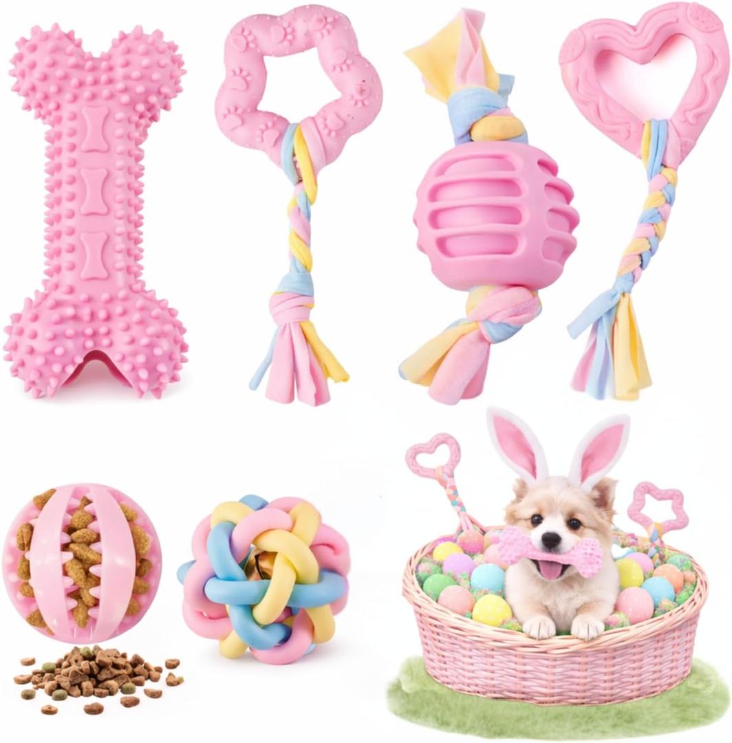 Squeaky Goose Chew Toy: Adorable Teething Fun for Small and Medium Dogs (Blue) (6 Pack Pink Chew Toys)