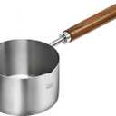 250ml Premium Stainless Steel Soup Pot with Pour Spout and Wood Handle - Ideal for Breakfast, Sauces, Milk, Butter and Chocolate Melting
