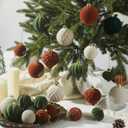 Tigeen 24 Pcs Velvet Glass Christmas Balls 2.36'' 3.15'' Flocked Ornaments for Christmas Tree Assorted Xmas Decorative Hanging Ornaments for Xmas Party Supplies Holiday Decor (Brown,Green,Cream)