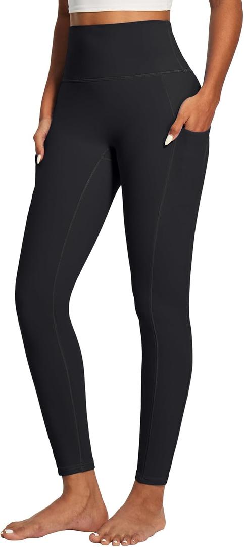 IUGA Compression Leggings for Women Tummy Control No Front Seam Leggings with Pockets High Waisted Workout Yoga Pants, S